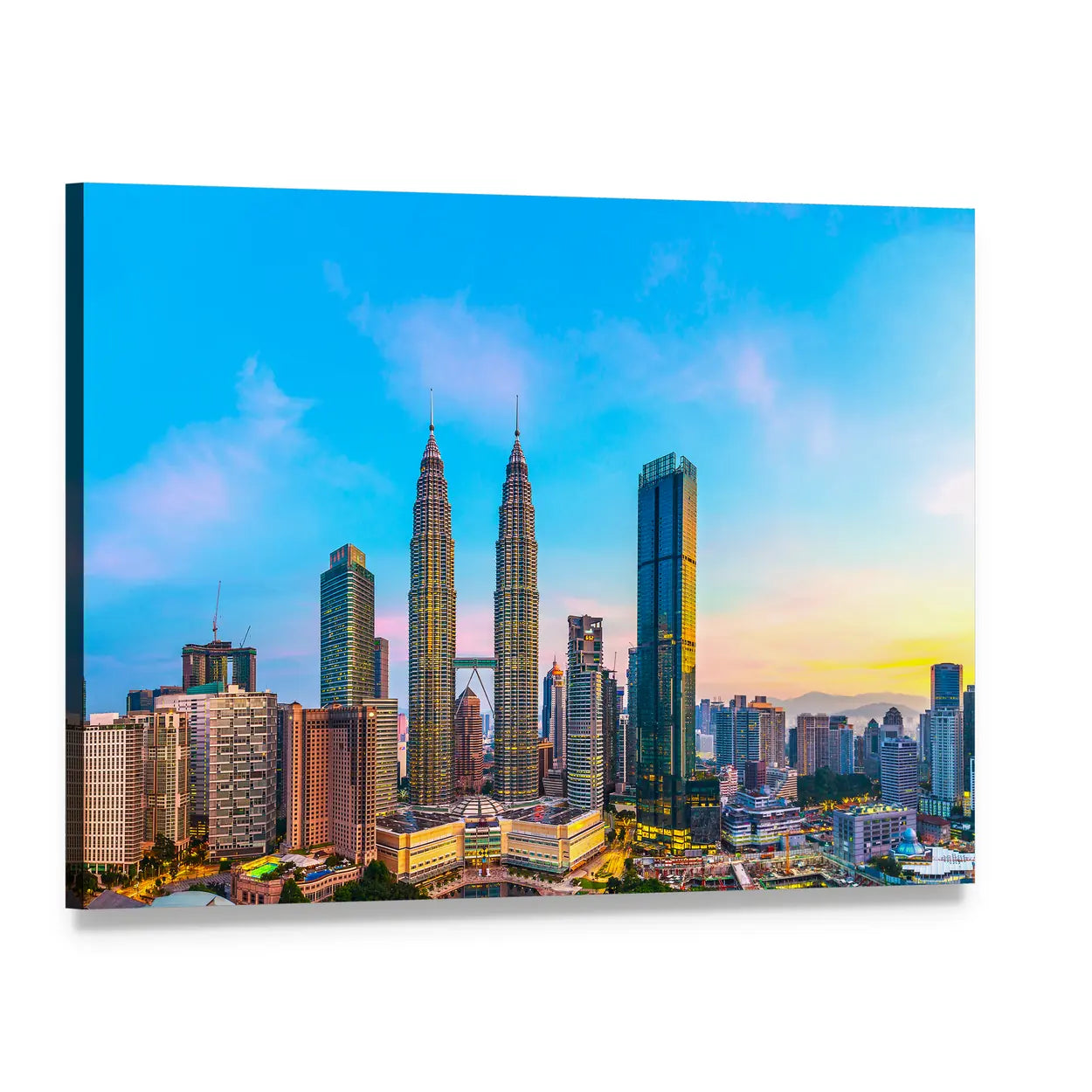 Kuala Lumpur Skyline at Dusk Canvas Wall Art, single panel gallery wrapped canvas, angled product view