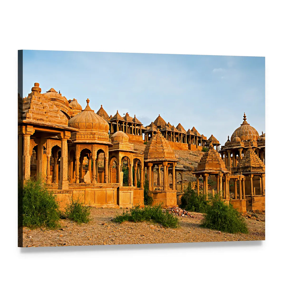 Royal Cenotaphs at Bada Bagh Canvas Wall Art, single panel gallery wrapped canvas, angled product view