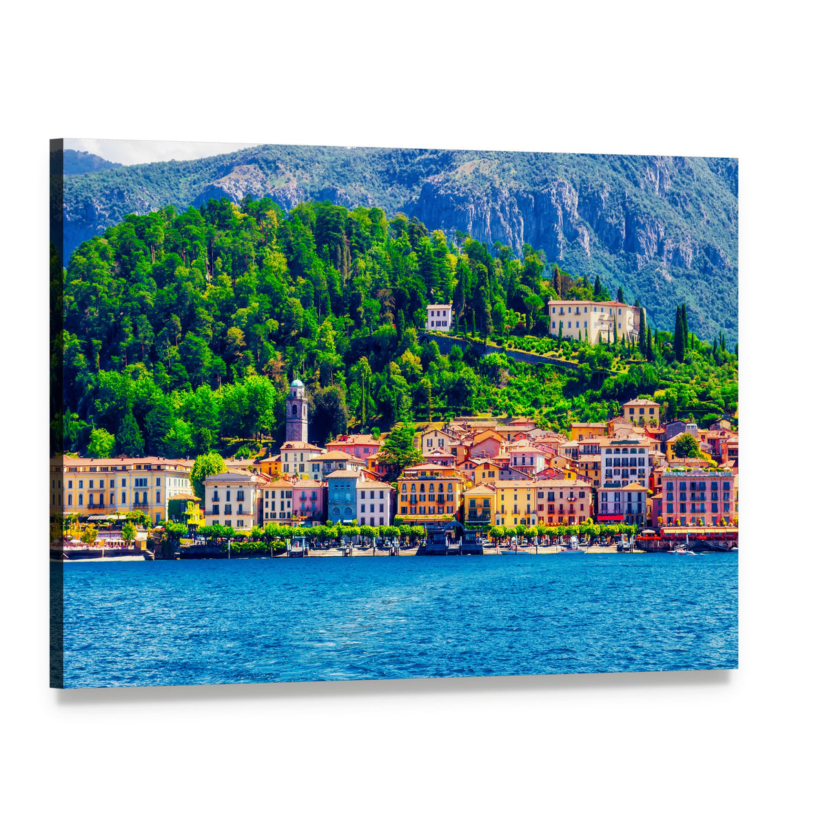 Bellagio Waterfront on Lake Como Canvas Wall Art, single panel gallery wrapped canvas, angled product view