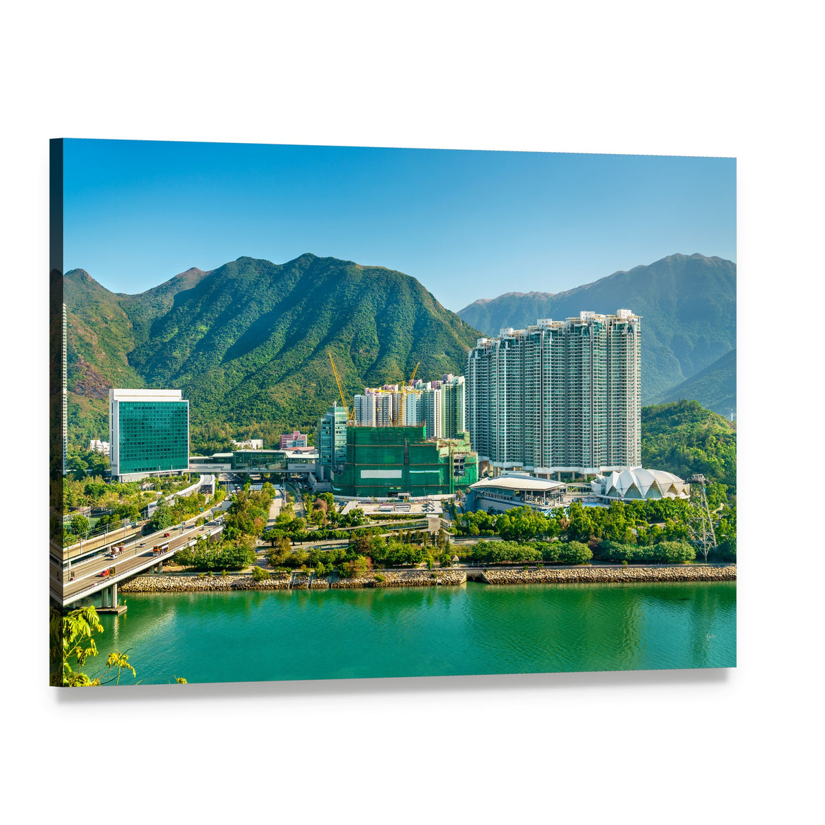 Tung Chung Waterfront View, Hong Kong Canvas Wall Art, single panel gallery wrapped canvas, angled product view