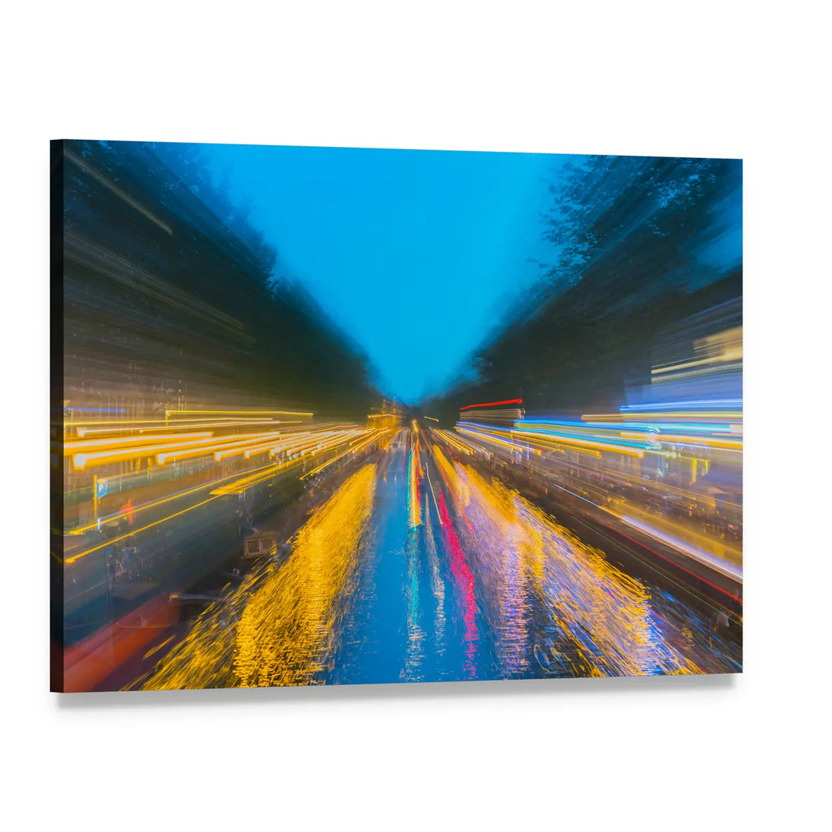 Urban Night Travels Canvas Wall Art, single panel gallery wrapped canvas, angled product view