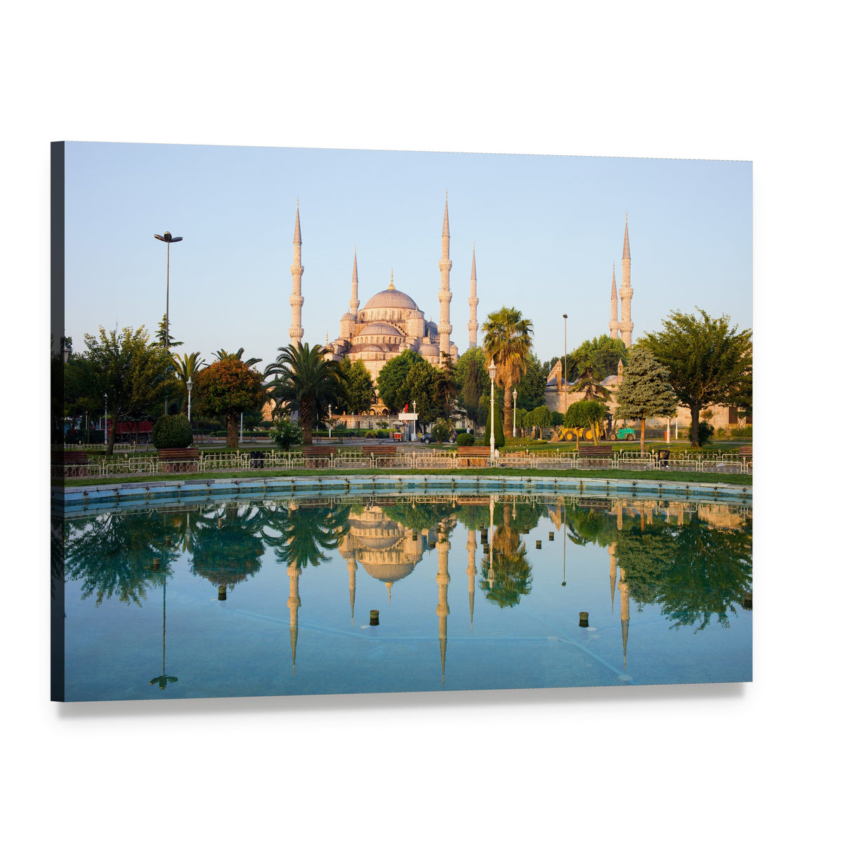 Sultan Ahmet Mosque Reflection in Istanbul Canvas Wall Art, single panel gallery wrapped canvas, angled product view