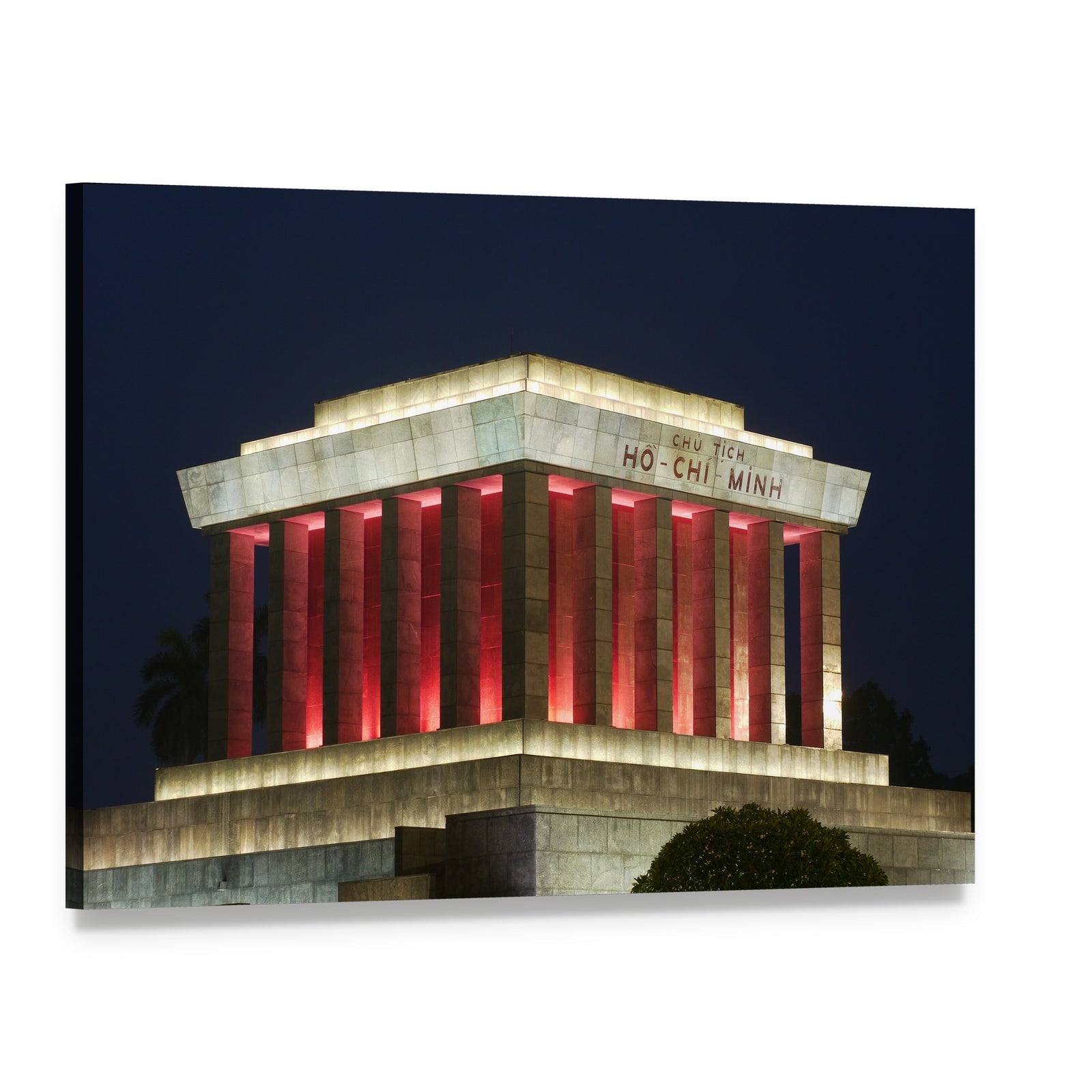 Ho Chi Minh Mausoleum at Night Canvas Wall Art, single panel gallery wrapped canvas, angled product view