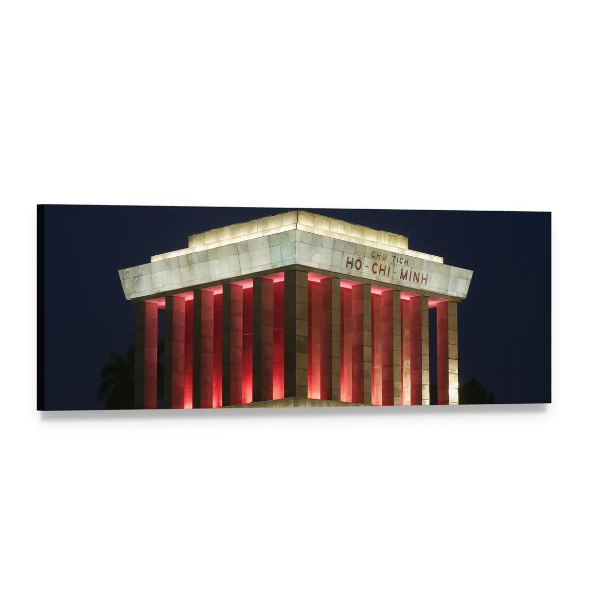 Ho Chi Minh Mausoleum at Night Panoramic Canvas Wall Art, single panel gallery wrapped canvas, angled product view