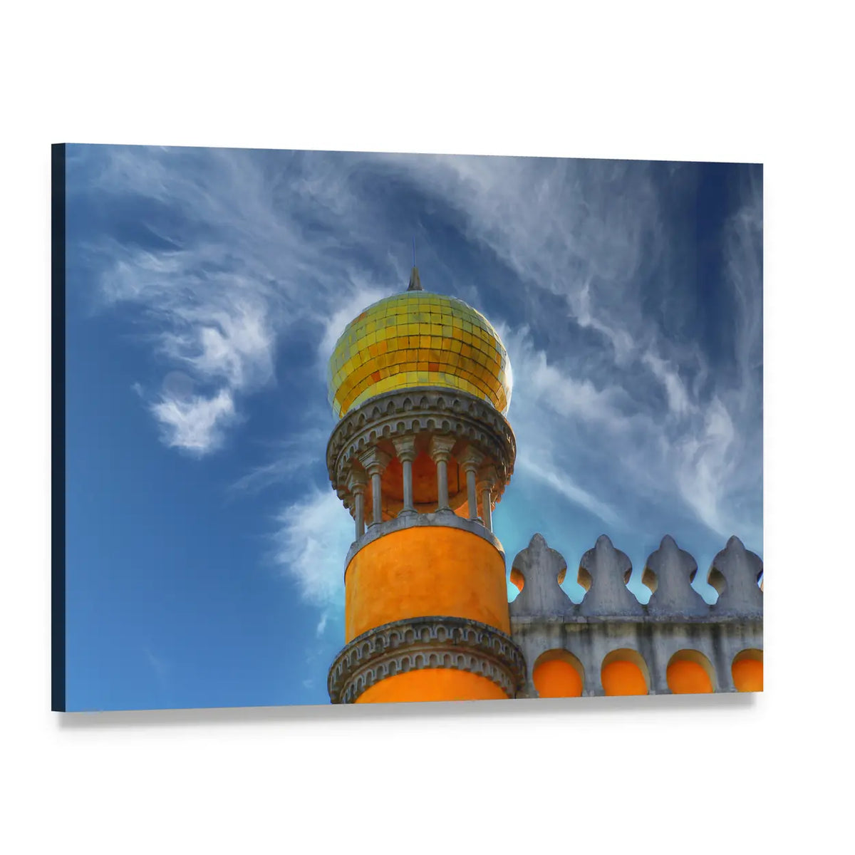 National Palace Sintra Golden Dome Canvas Wall Art, single panel gallery wrapped canvas, angled product view