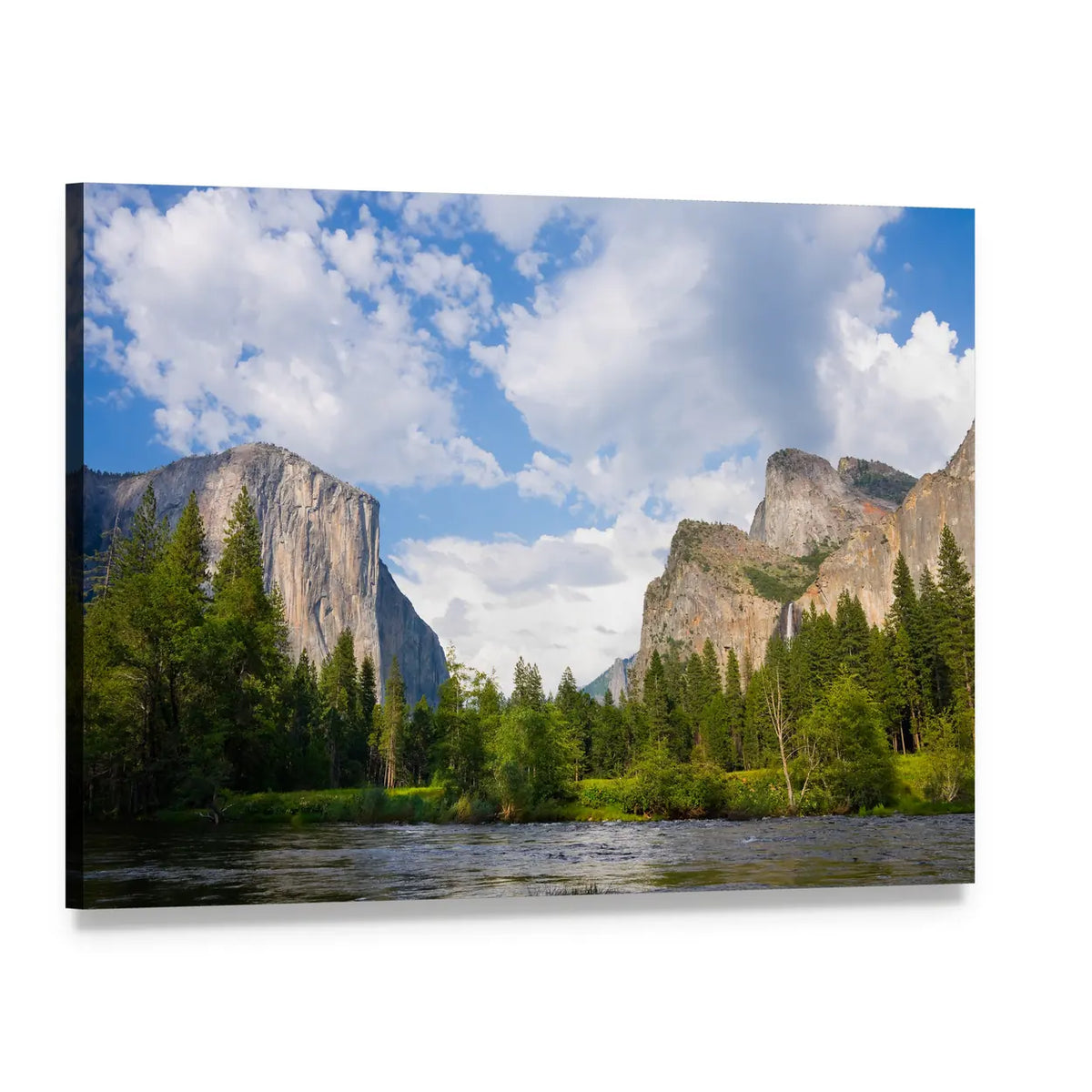 Yosemite Valley View Canvas Wall Art, single panel gallery wrapped canvas, angled product view