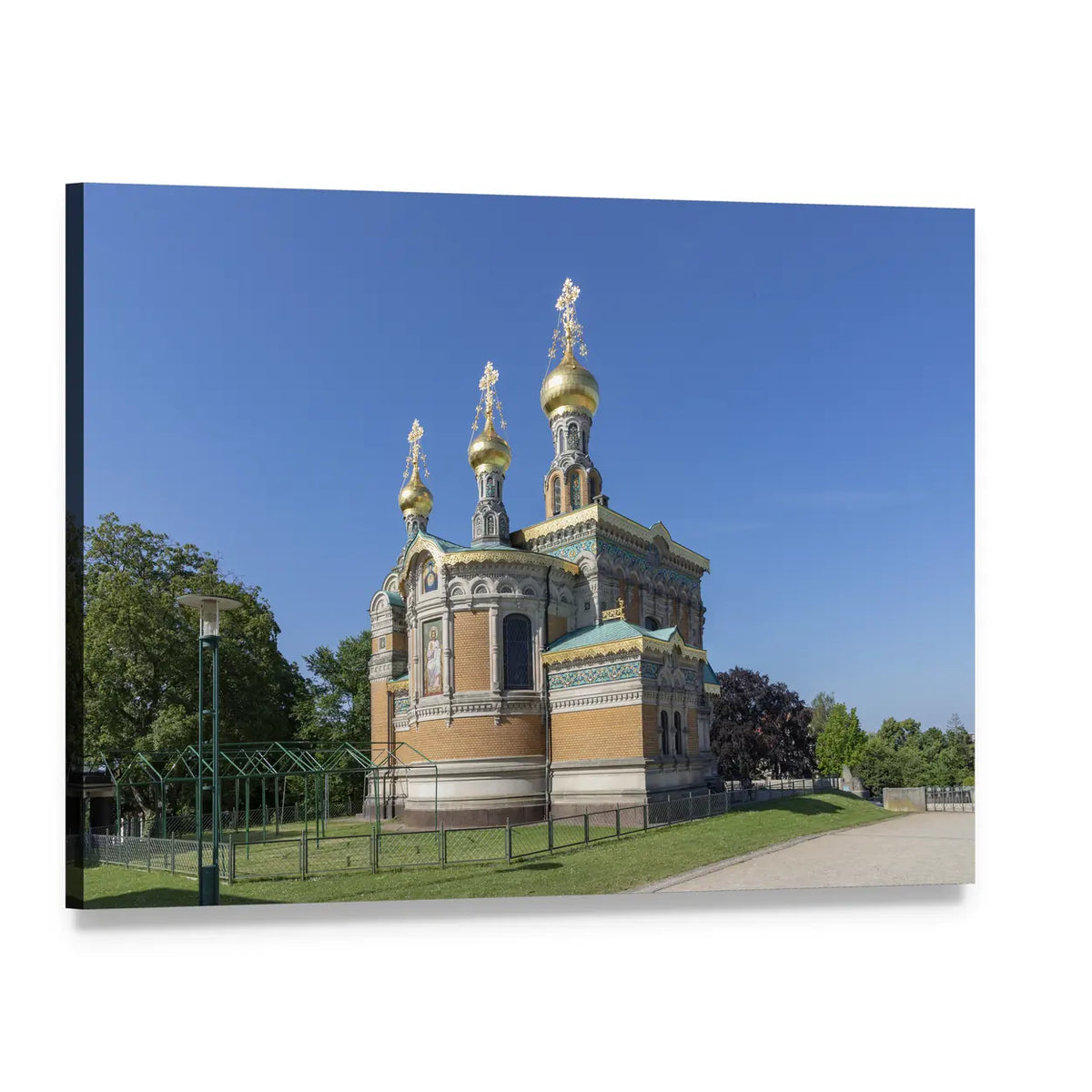 Russian Chapel in Darmstadt Canvas Wall Art, single panel gallery wrapped canvas, angled product view