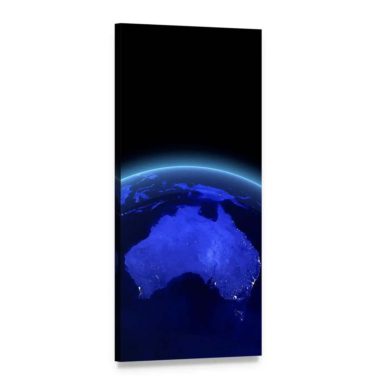 Australia and New Zealand from Space Vertical Canvas Wall Art, 1 panel 1 Vertical layout gallery wrapped canvas set, angled product view