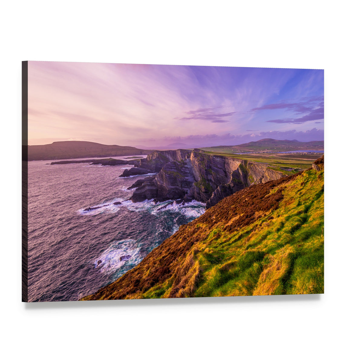 Cliffs of Kerry Canvas Wall Art, single panel gallery wrapped canvas, angled product view