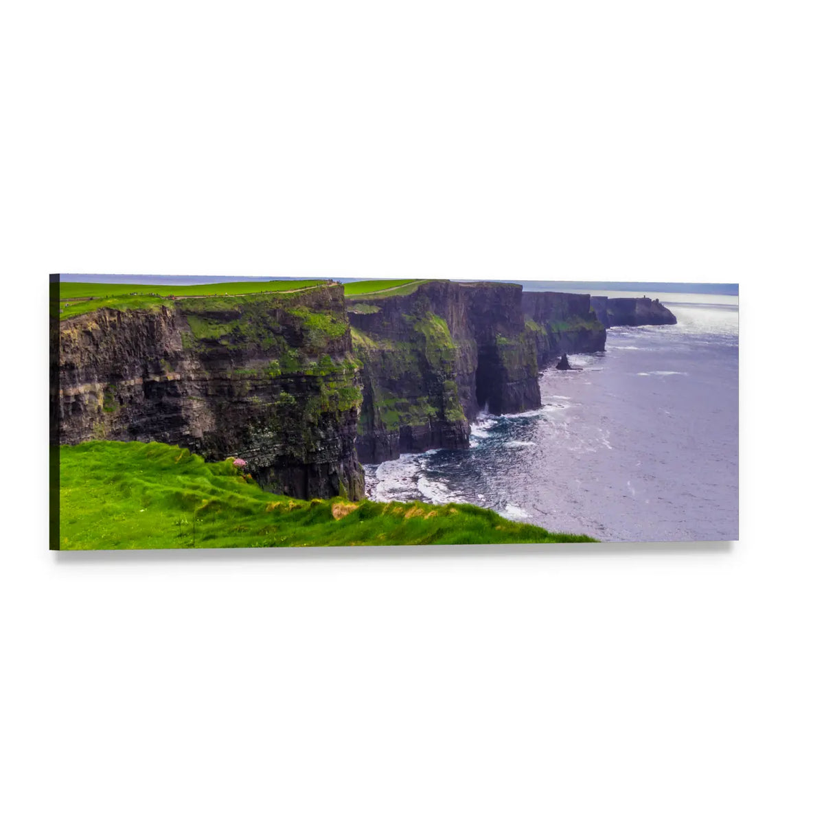 Atlantic Coast Cliffs, Ireland Panoramic Canvas Wall Art, single panel gallery wrapped canvas, angled product view