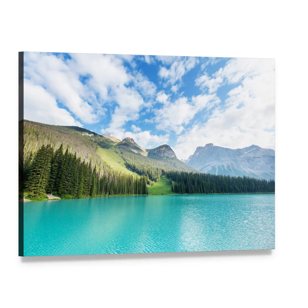 Serenity Emerald Lake in Canada Canvas Wall Art, single panel gallery wrapped canvas, angled product view