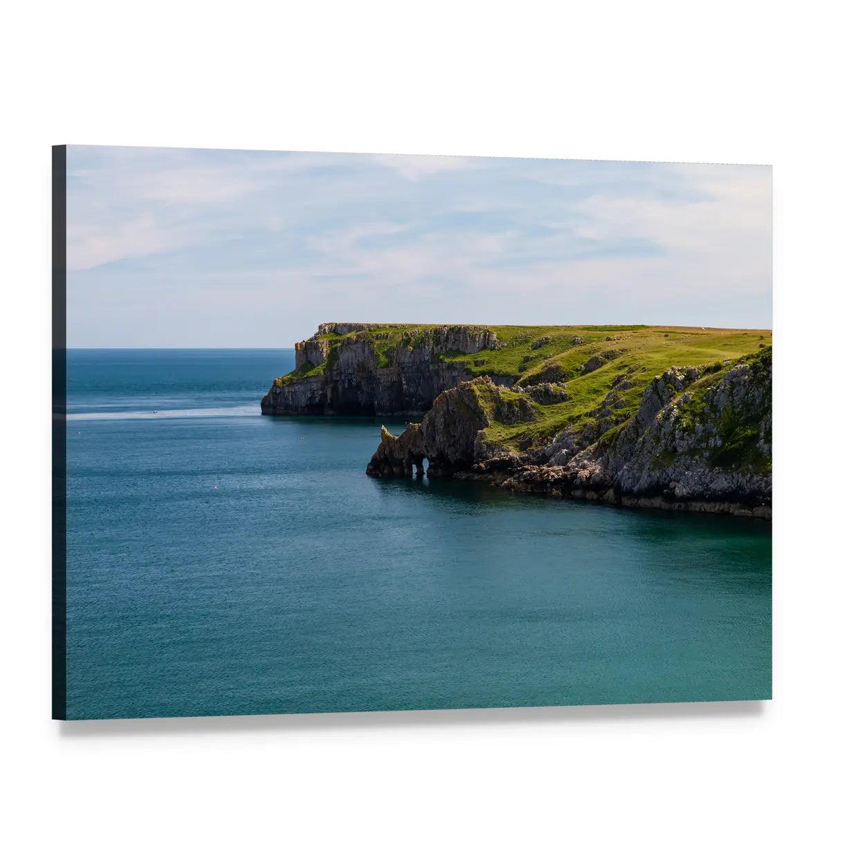 Welsh Coastline with Stone Arch Canvas Wall Art, single panel gallery wrapped canvas, angled product view