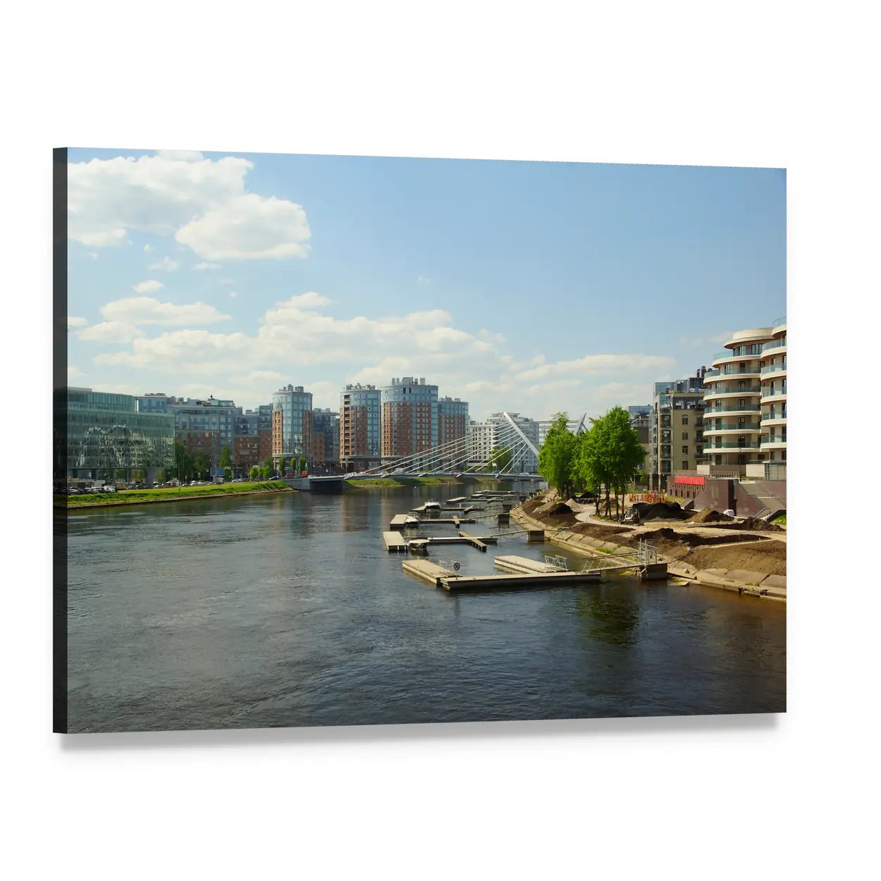 Malaya Nevka and Lazarevsky Bridge, St. Petersburg Canvas Wall Art, single panel gallery wrapped canvas, angled product view