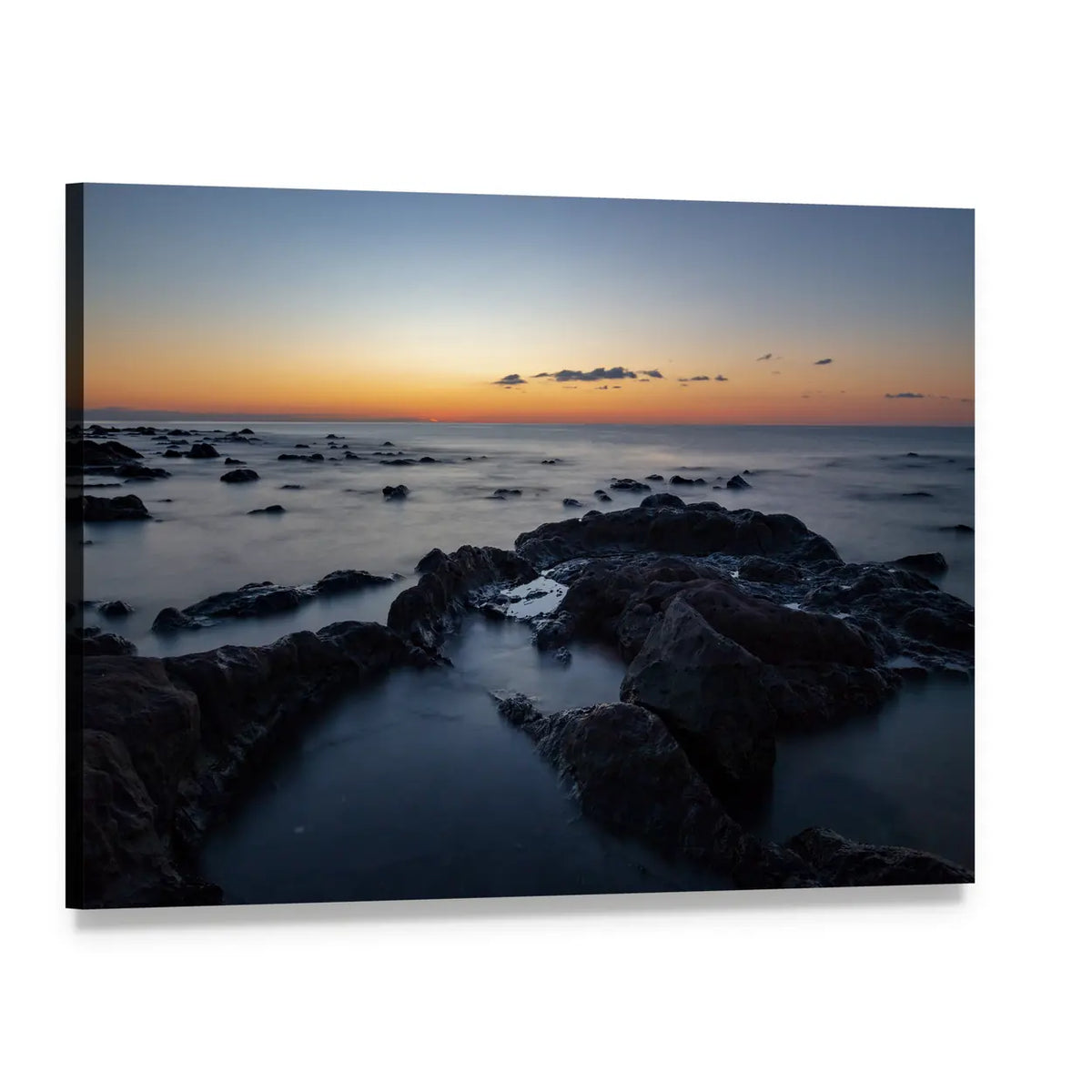 Sunrise Over Palmasera Beach Canvas Wall Art, single panel gallery wrapped canvas, angled product view