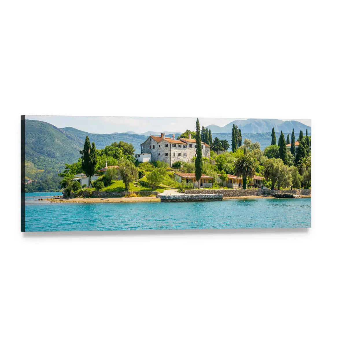 Monastery of St Michael by the Sea Panoramic Canvas Wall Art, single panel gallery wrapped canvas, angled product view