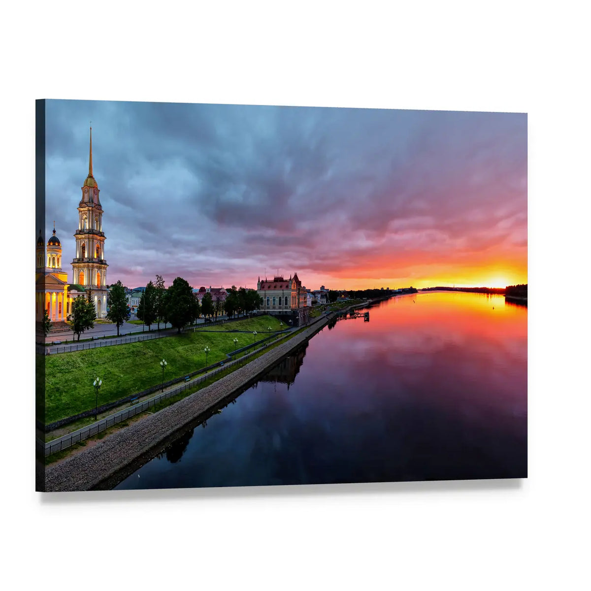 Savior Transfiguration Cathedral at Twilight Canvas Wall Art, single panel gallery wrapped canvas, angled product view