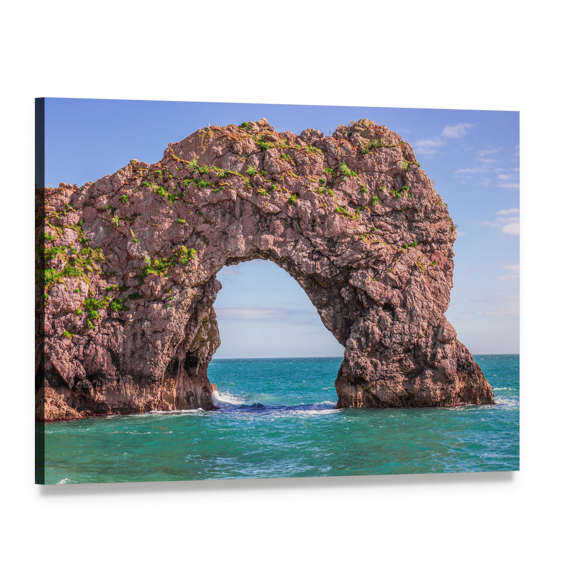 Durdle Door Arch Canvas Wall Art, single panel gallery wrapped canvas, angled product view