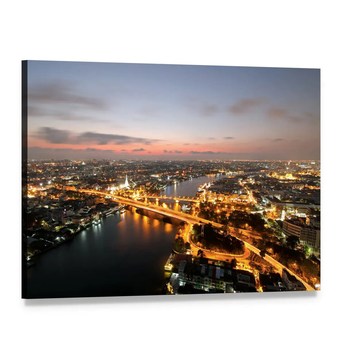 Memorial Bridge of Thailand Canvas Wall Art, single panel gallery wrapped canvas, angled product view