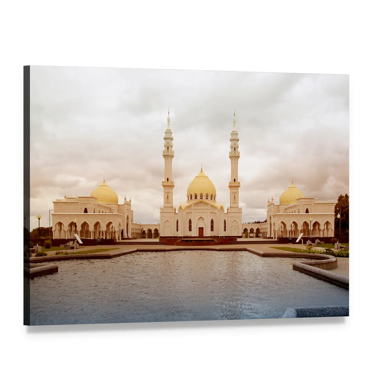 White Mosque in Tatarstan Canvas Wall Art, single panel gallery wrapped canvas, angled product view