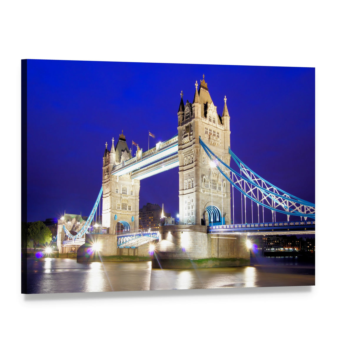Tower Bridge Over River Thames Canvas Wall Art, single panel gallery wrapped canvas, angled product view