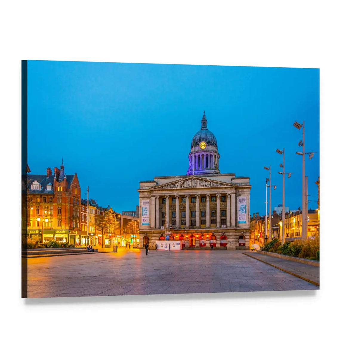Nottingham Town Hall Canvas Wall Art, single panel gallery wrapped canvas, angled product view