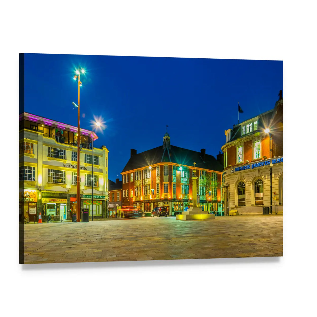 St Nicholas Square in Leicester Canvas Wall Art, single panel gallery wrapped canvas, angled product view