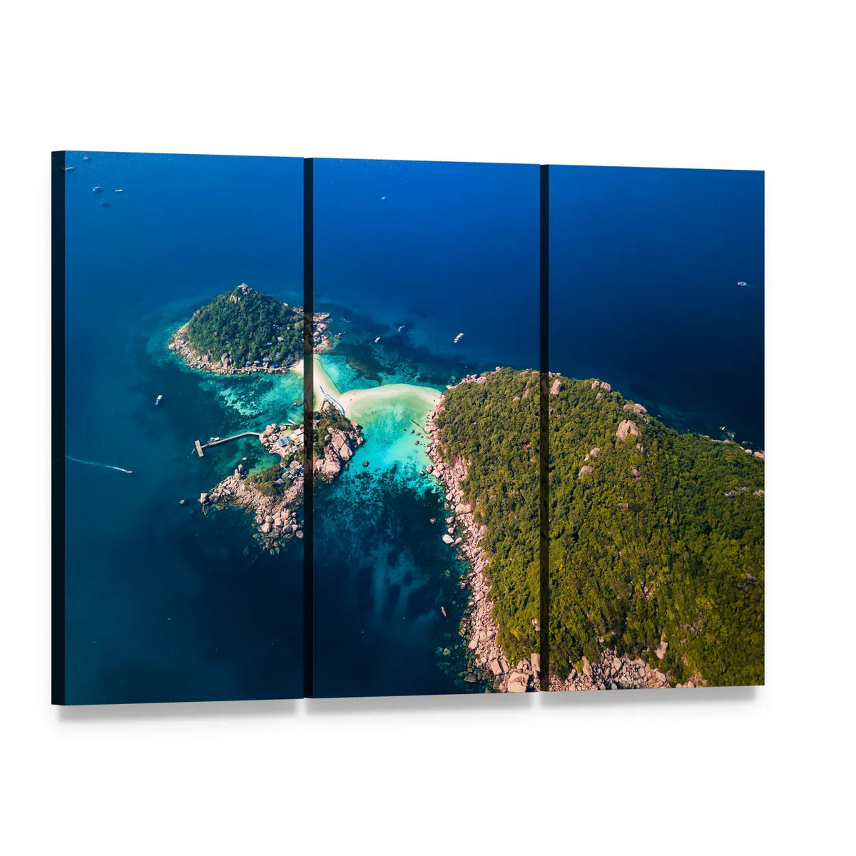 Koh Tao Island, Thailand Canvas Wall Art, 3 panel 3 Horizontal layout gallery wrapped canvas set, angled product view