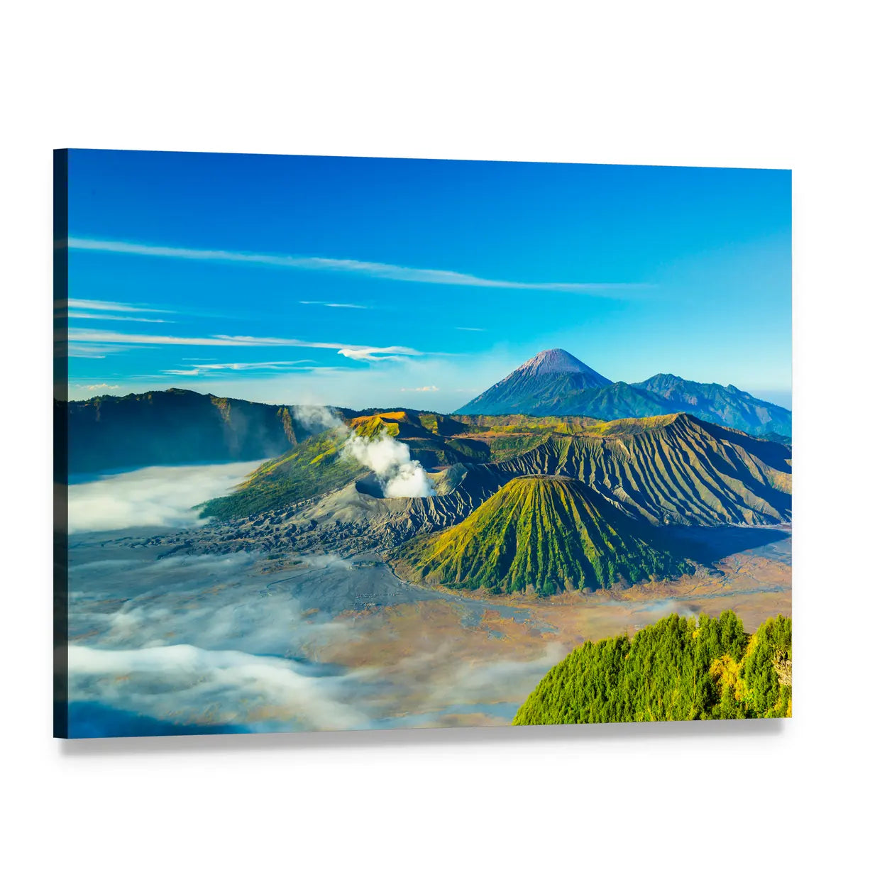 Mount Bromo at Morning Canvas Wall Art, single panel gallery wrapped canvas, angled product view