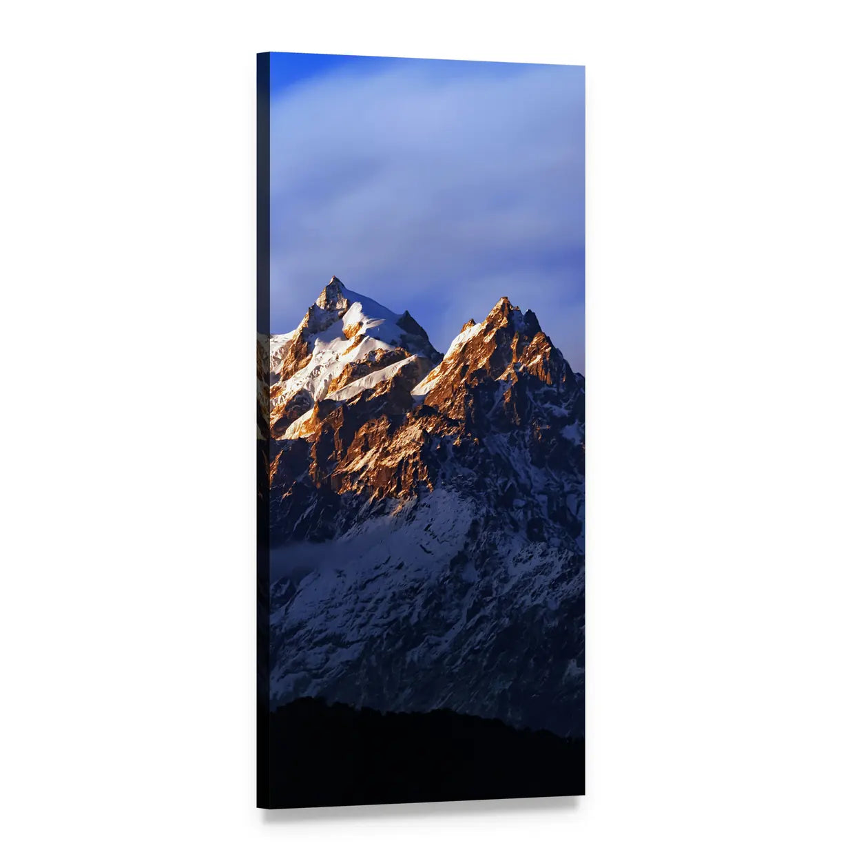 Kangchenjunga Close-up at Golden Hour Vertical Canvas Wall Art, 1 panel 1 Vertical layout gallery wrapped canvas set, angled product view