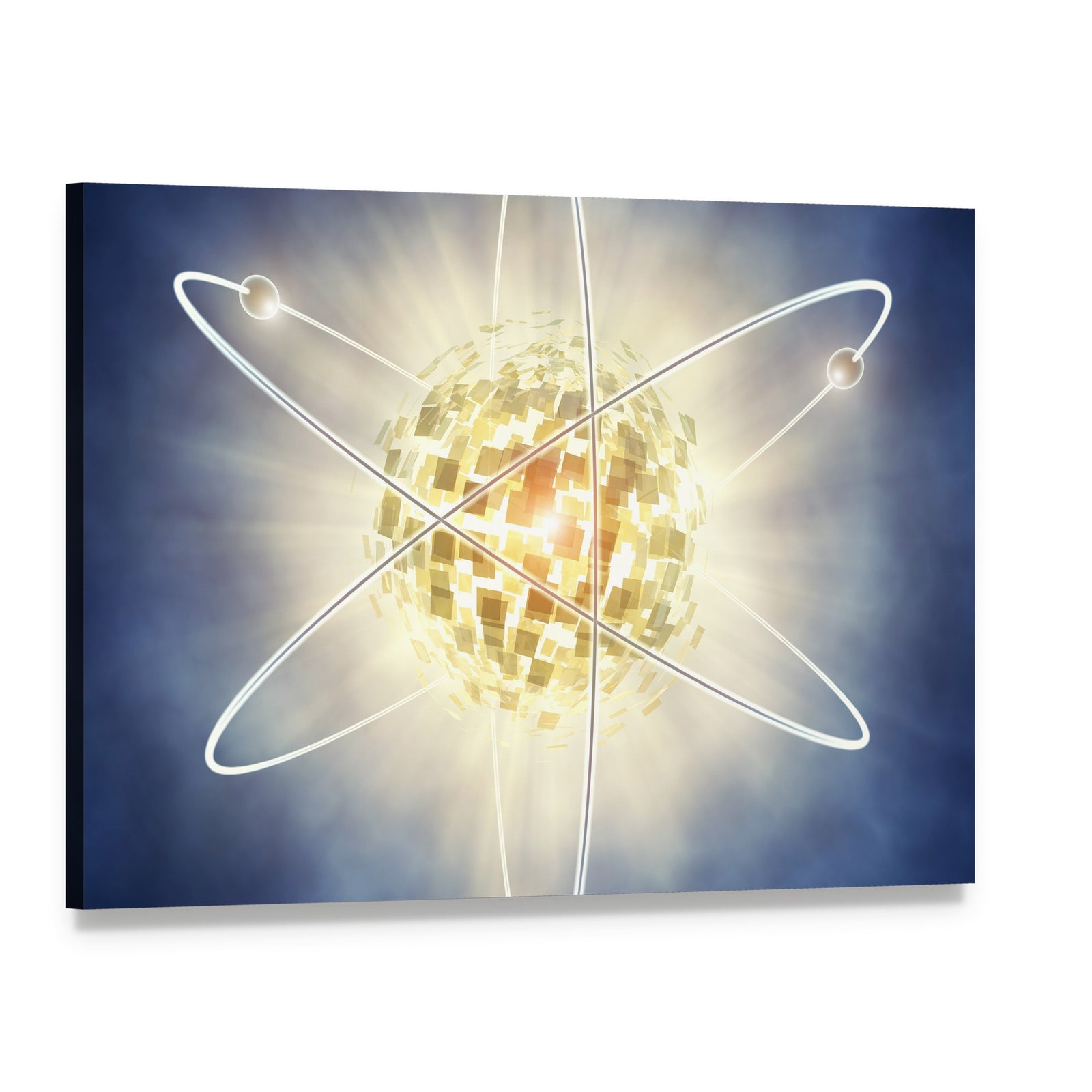 Nuclear Fission Concept Canvas Wall Art, single panel gallery wrapped canvas, angled product view