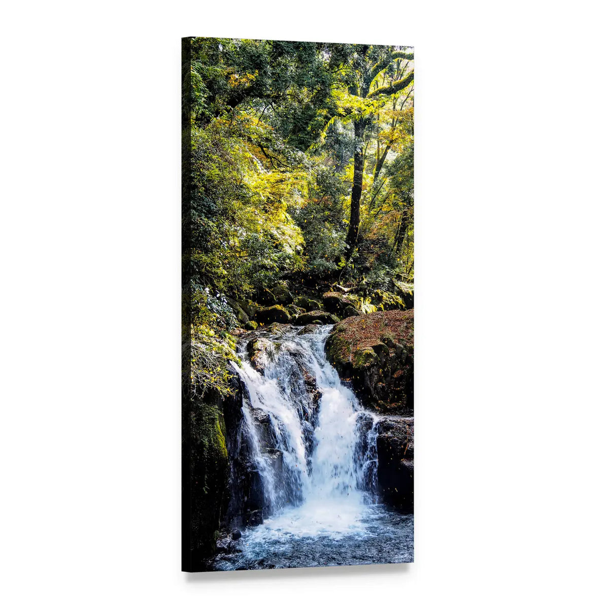 Waterfall in Japan Vertical Canvas Wall Art, 1 panel 1 Vertical layout gallery wrapped canvas set, angled product view
