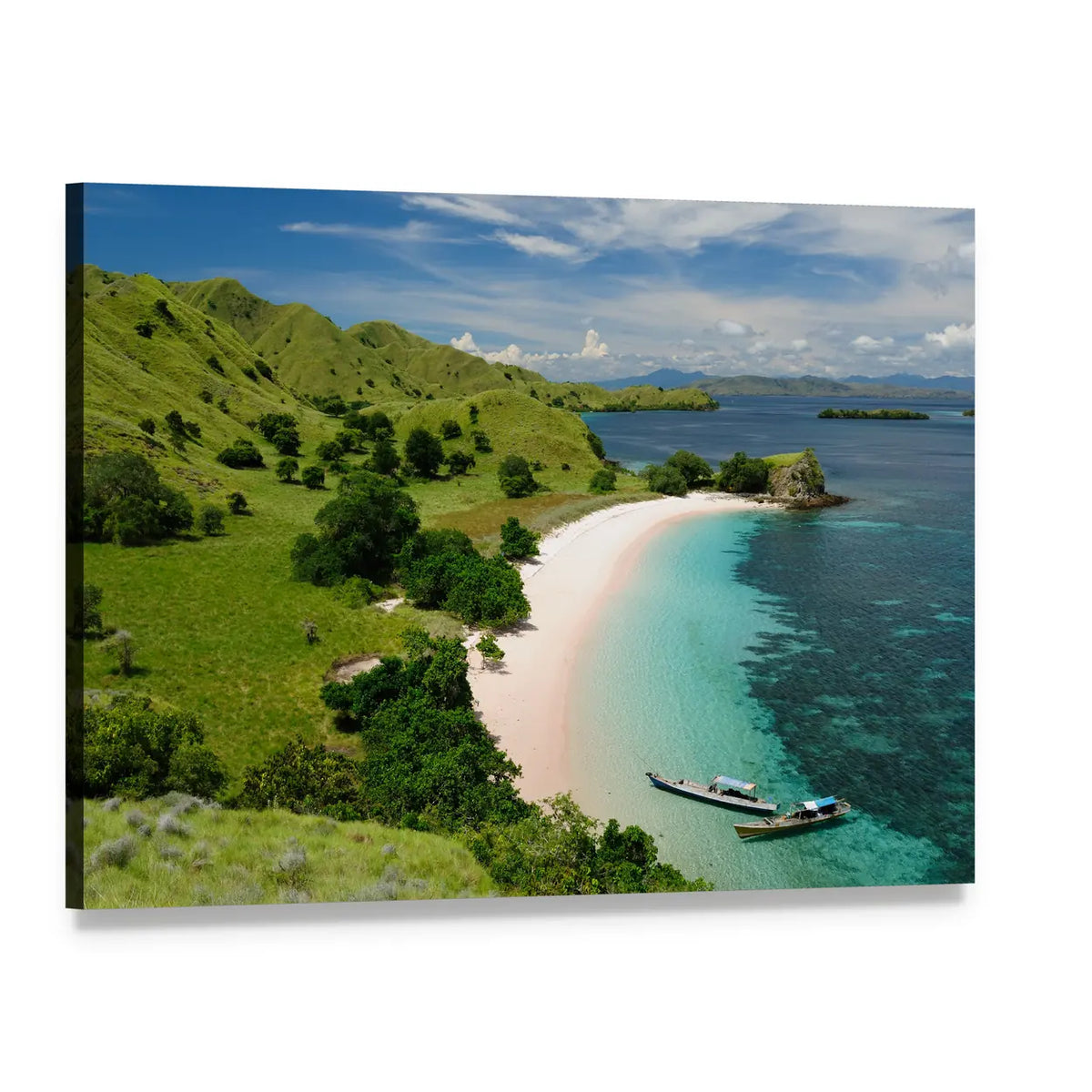 Komodo National Park Pink Sand Beach Canvas Wall Art, single panel gallery wrapped canvas, angled product view
