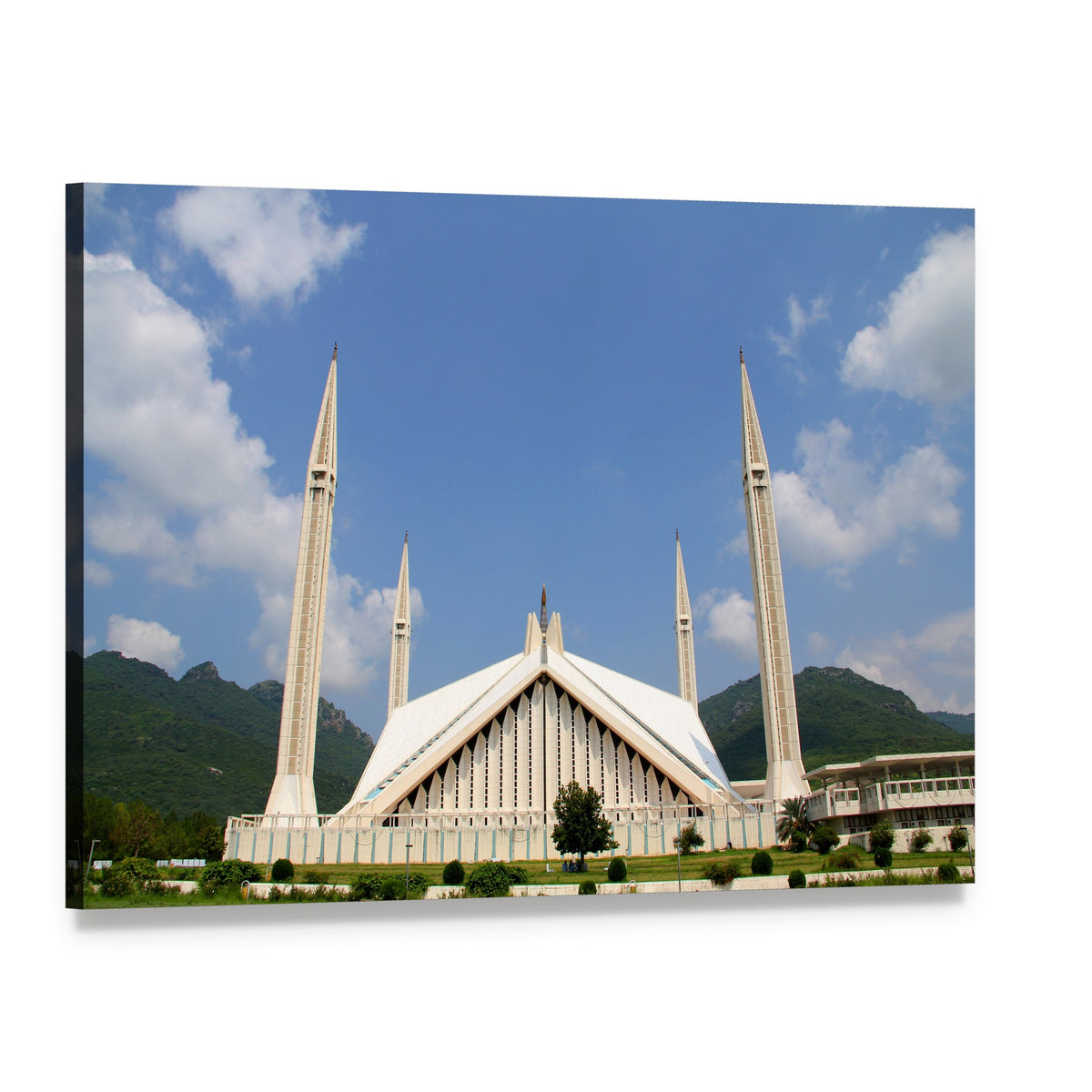 Faisal Mosque in Islamabad Artwork Canvas Wall Art, single panel gallery wrapped canvas, angled product view