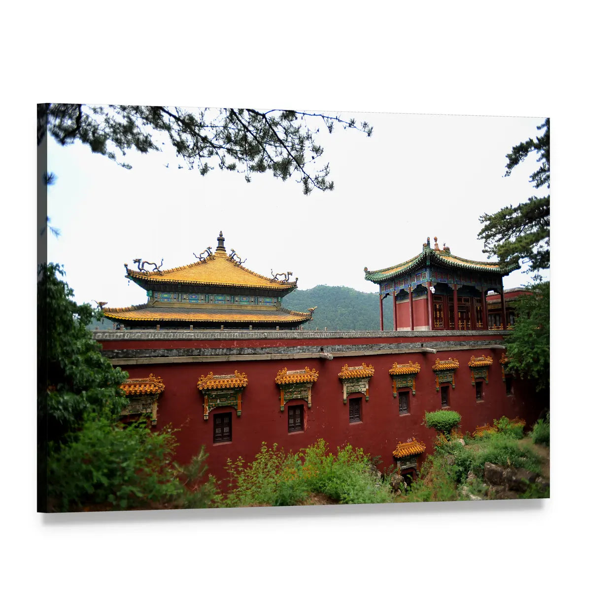 Fu Shou Temple in Chengde Canvas Wall Art, single panel gallery wrapped canvas, angled product view