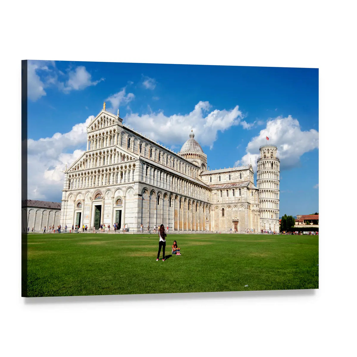 Pisa Cathedral and Leaning Tower Canvas Wall Art, single panel gallery wrapped canvas, angled product view