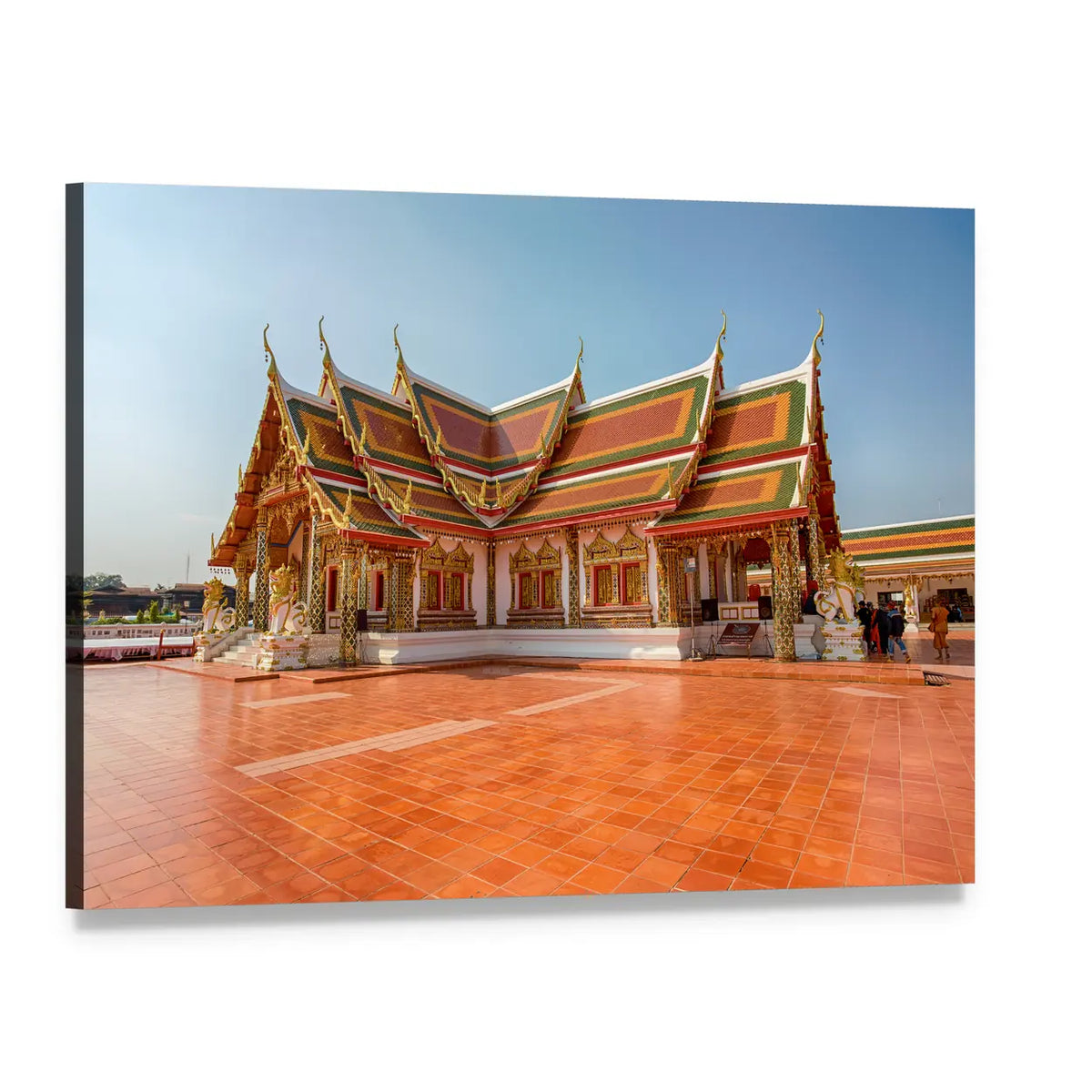 Phra That Choeng Chum Temple Canvas Wall Art, single panel gallery wrapped canvas, angled product view