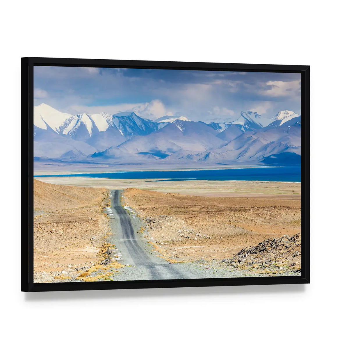 Karakul Lake In Pamir In Tajikistan Canvas Wall Art, framed canvas in a black floater frame, angled product view