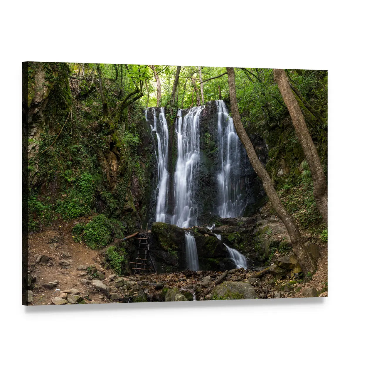 Koleshino Waterfalls Canvas Wall Art, single panel gallery wrapped canvas, angled product view