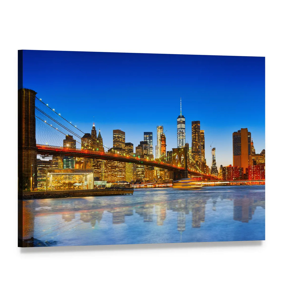 New York Skyline from the East River Canvas Wall Art, single panel gallery wrapped canvas, angled product view