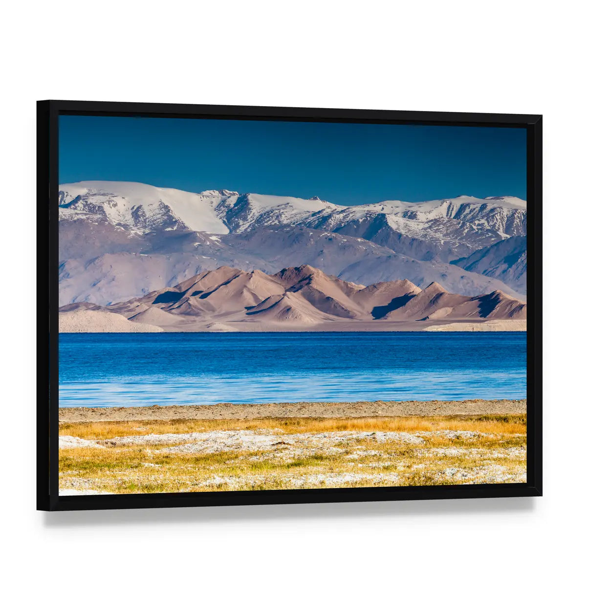 Karakul Lake In Pamir In Tajikistan Canvas Wall Art, framed canvas in a black floater frame, angled product view