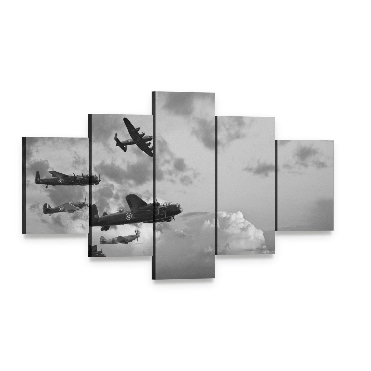 Bombers in World War Ii Canvas Wall Art, 5 panel 5 Star layout gallery wrapped canvas set, angled product view