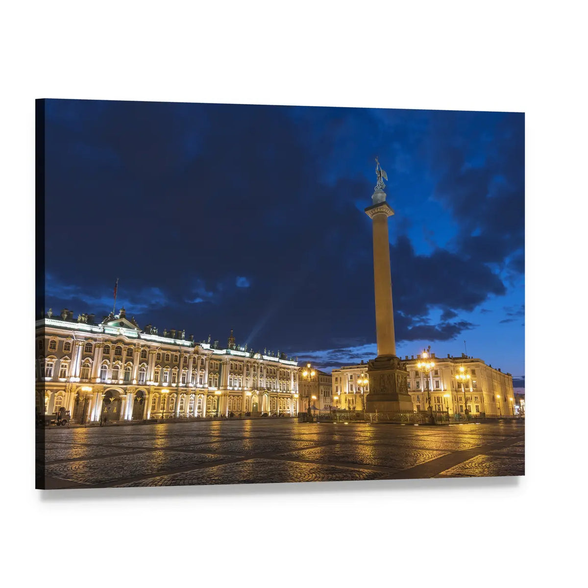 Saint Petersburg Palace Square Night Skyline Canvas Wall Art, single panel gallery wrapped canvas, angled product view