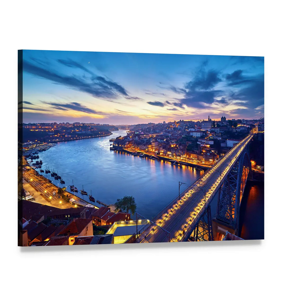 Ponte De Dom Luis Over Douro River Canvas Wall Art, single panel gallery wrapped canvas, angled product view