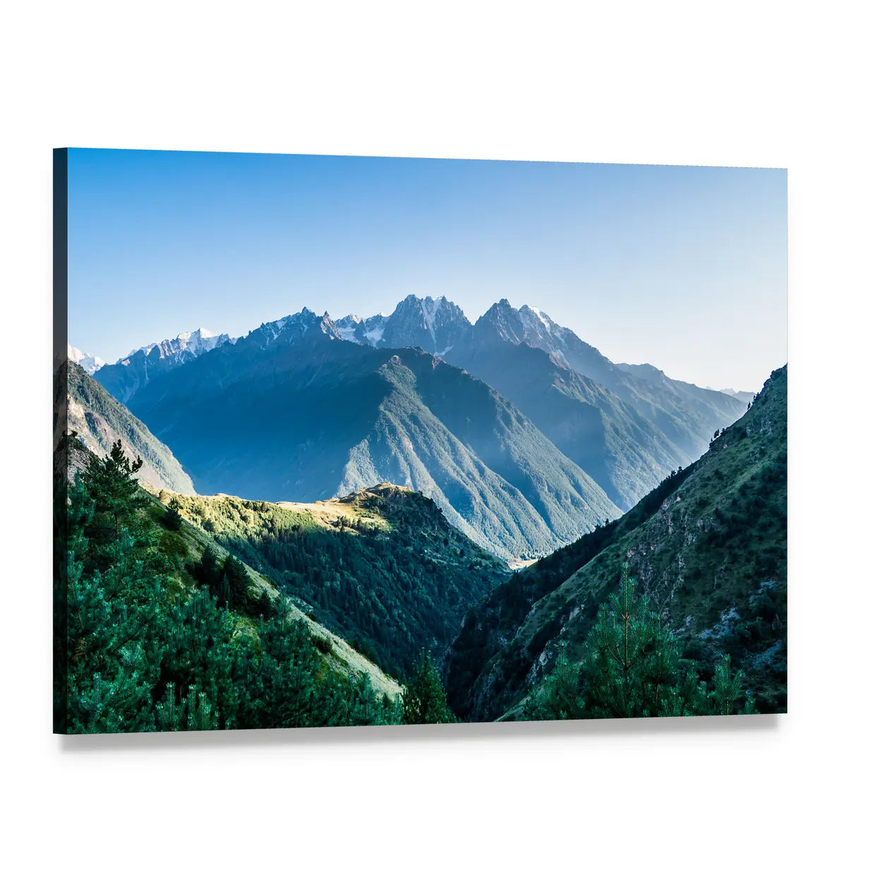 Caucasus Mountain Landscape Canvas Wall Art, single panel gallery wrapped canvas, angled product view