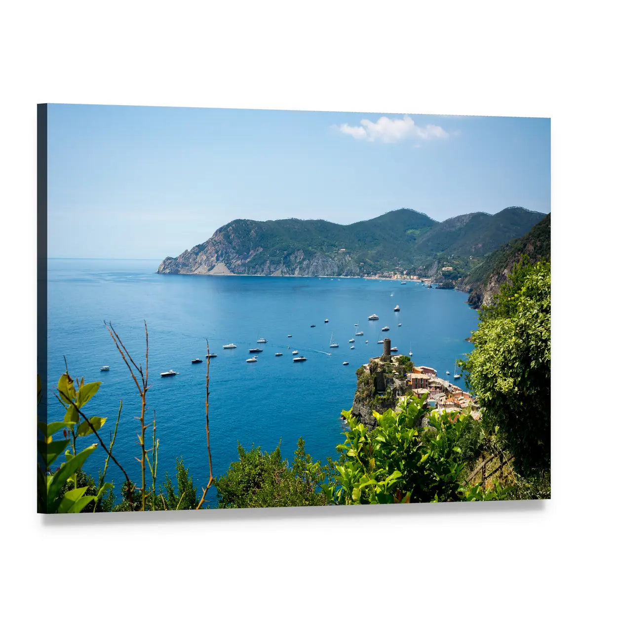 Sea View of the Ligurian Coast Canvas Wall Art, single panel gallery wrapped canvas, angled product view