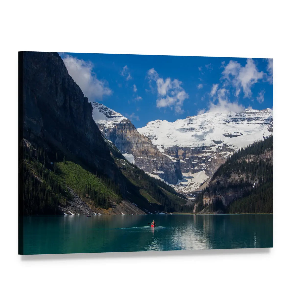 Lake Louise in Summer Canvas Wall Art, single panel gallery wrapped canvas, angled product view