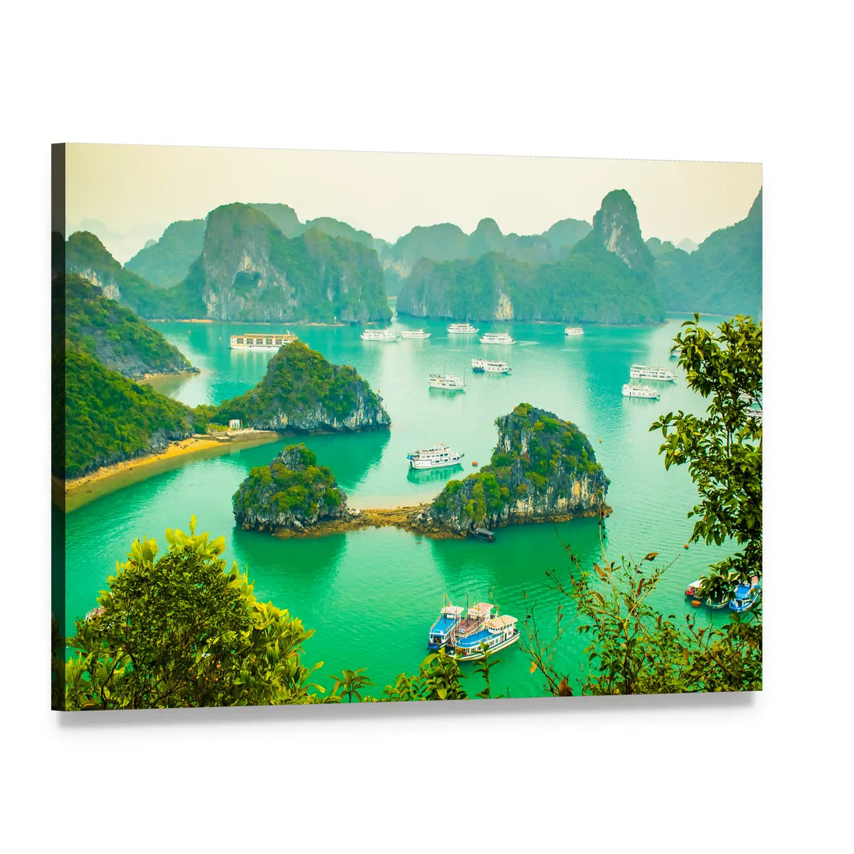 Cruise Ships in Ha Long Bay Canvas Wall Art, single panel gallery wrapped canvas, angled product view