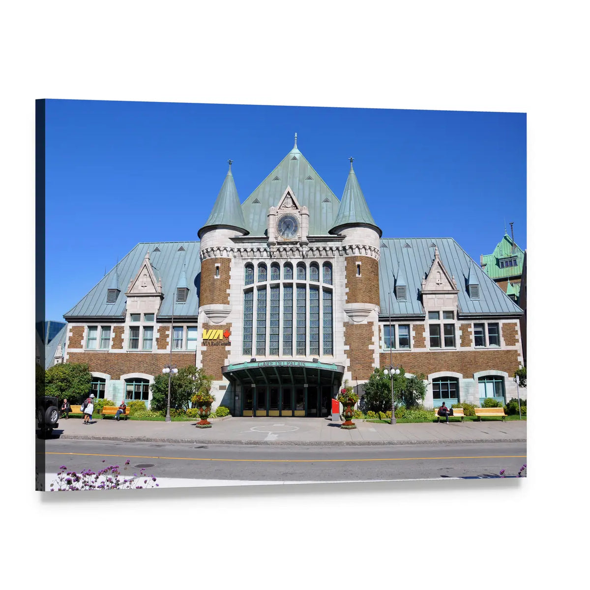 Quebec City Bus and Train Terminal Canvas Wall Art, single panel gallery wrapped canvas, angled product view