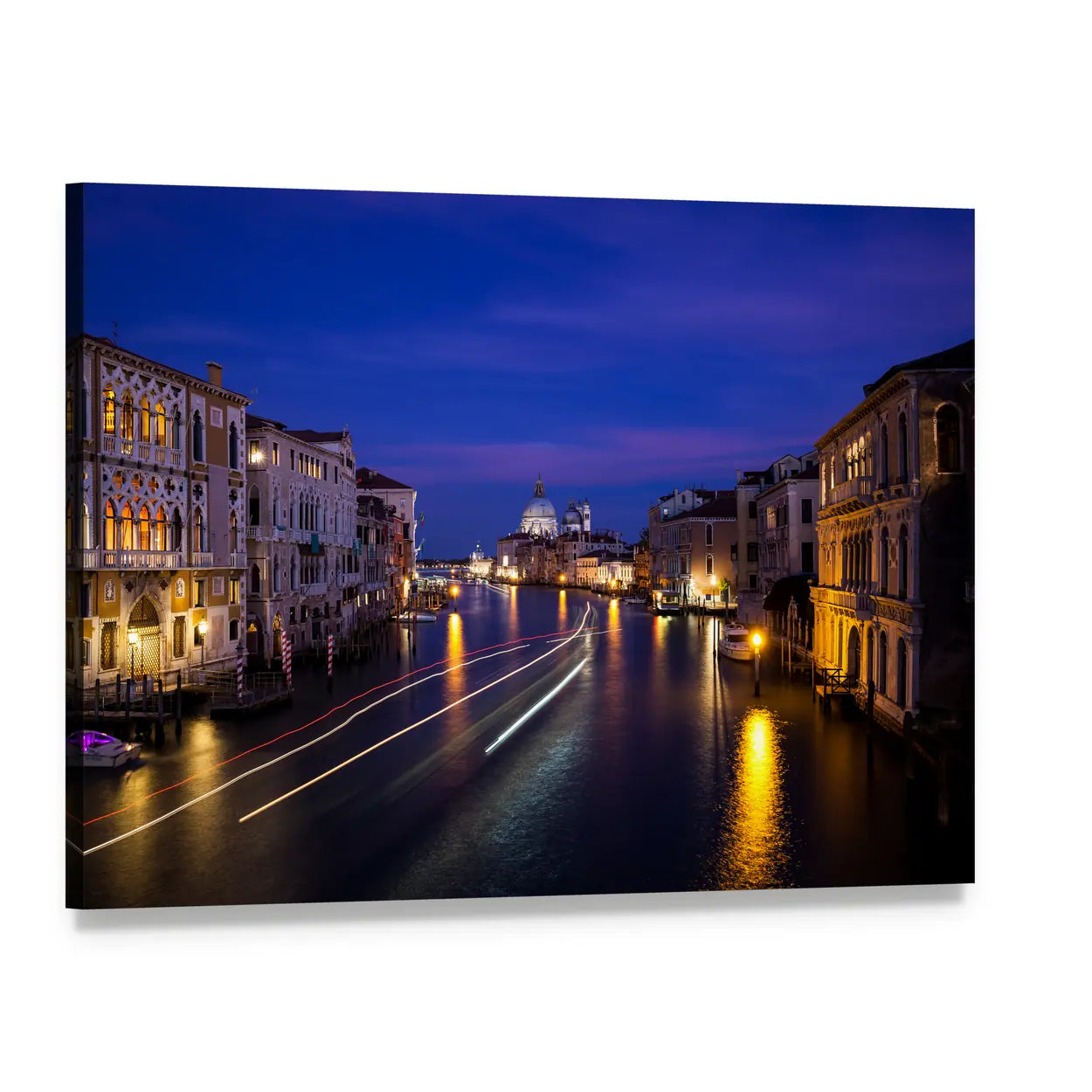 Grand Canal at Night Canvas Wall Art, single panel gallery wrapped canvas, angled product view