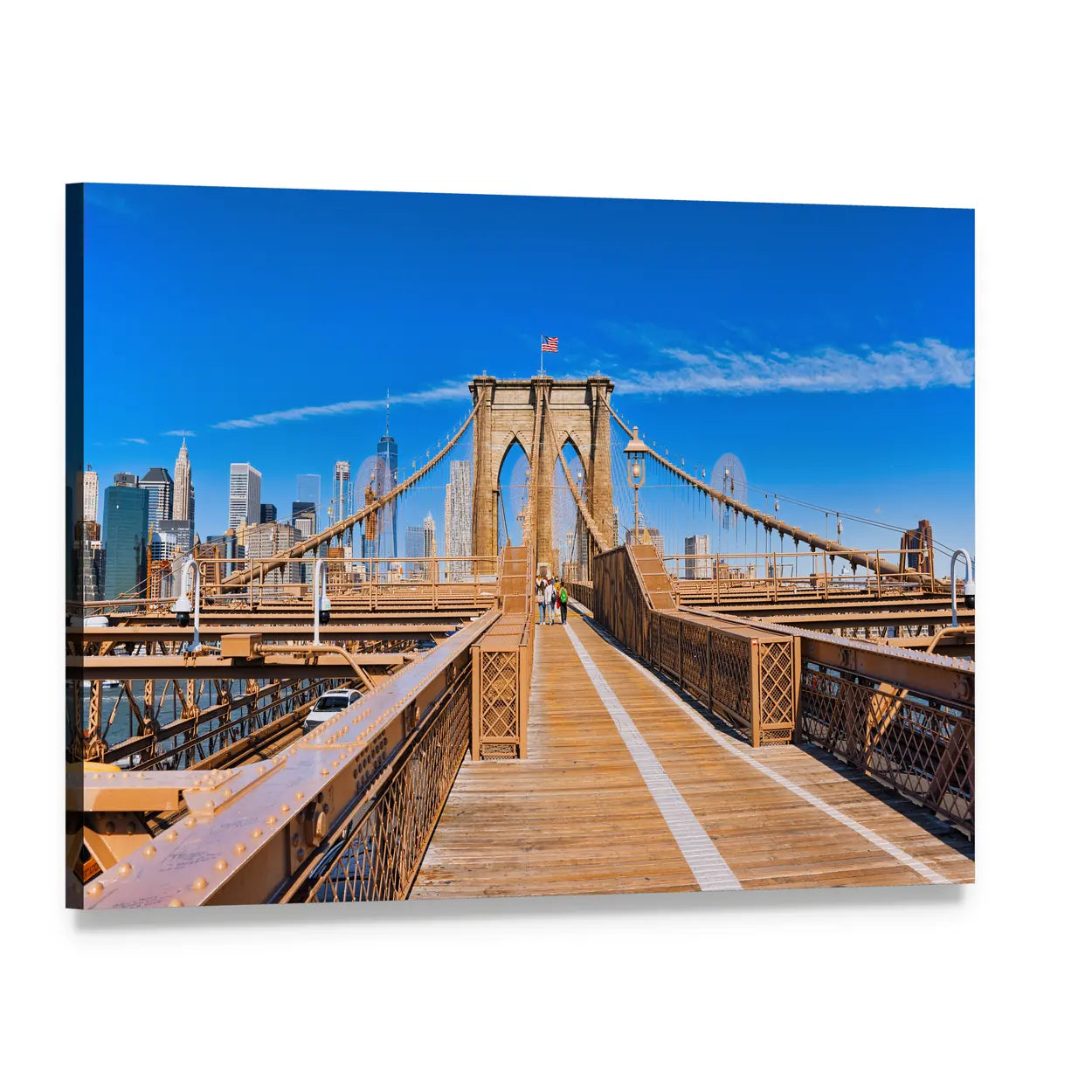 Lower Manhattan from Brooklyn Bridge Canvas Wall Art, single panel gallery wrapped canvas, angled product view